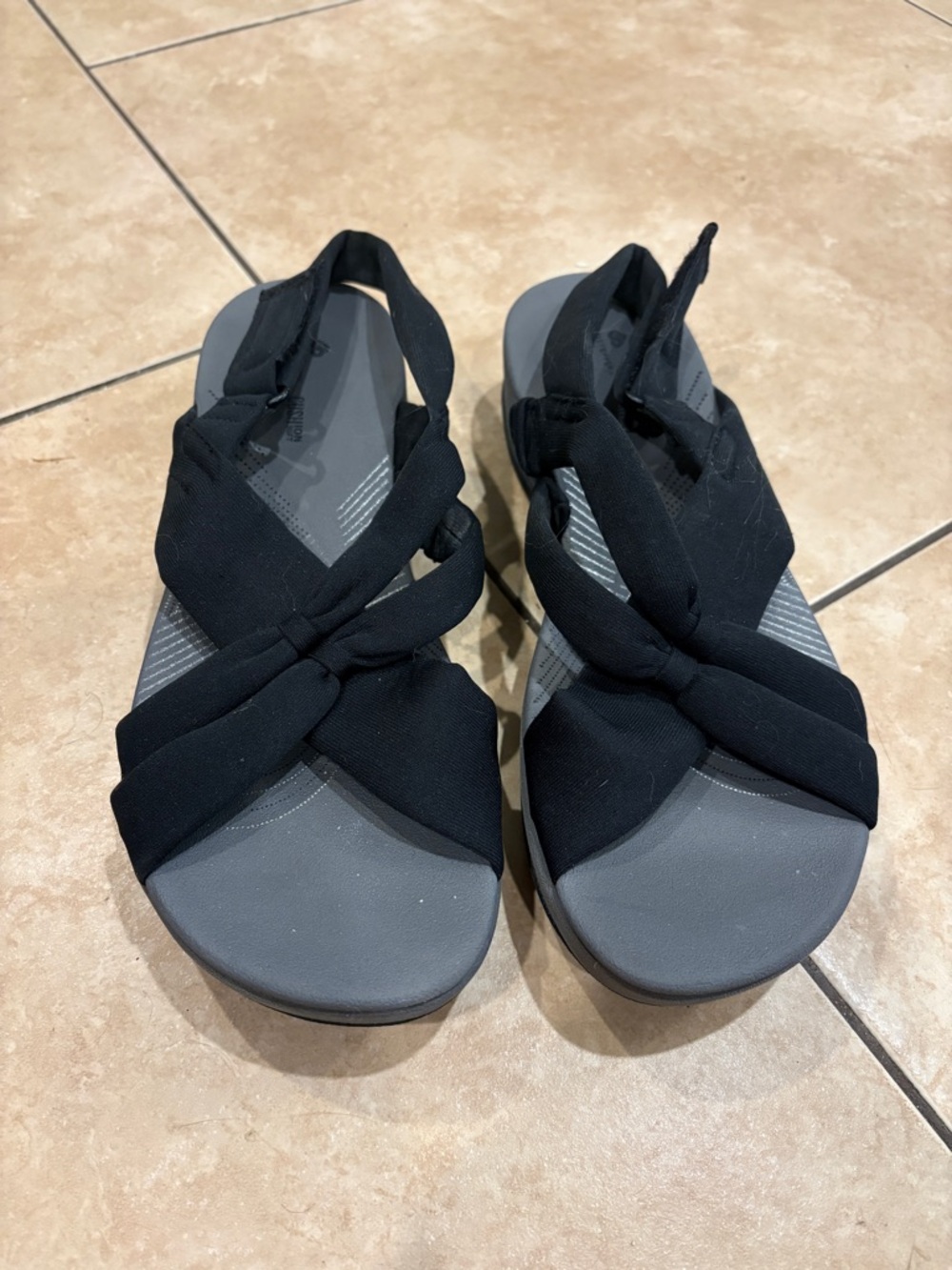 Women’s Black Crisscross Slingback Sandals Cloudstoppers by Clark’s